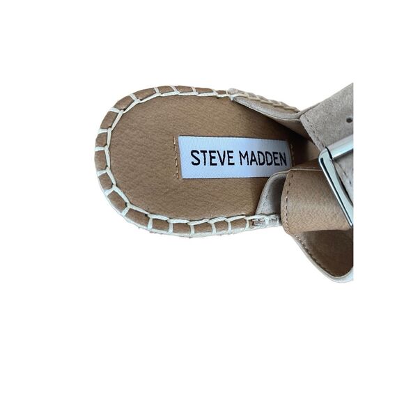 Steve Madden Womens Tan Leather Upper Espadrille Heel Uri Wedge Sandal Size 7.5 - Picture 3 of 7